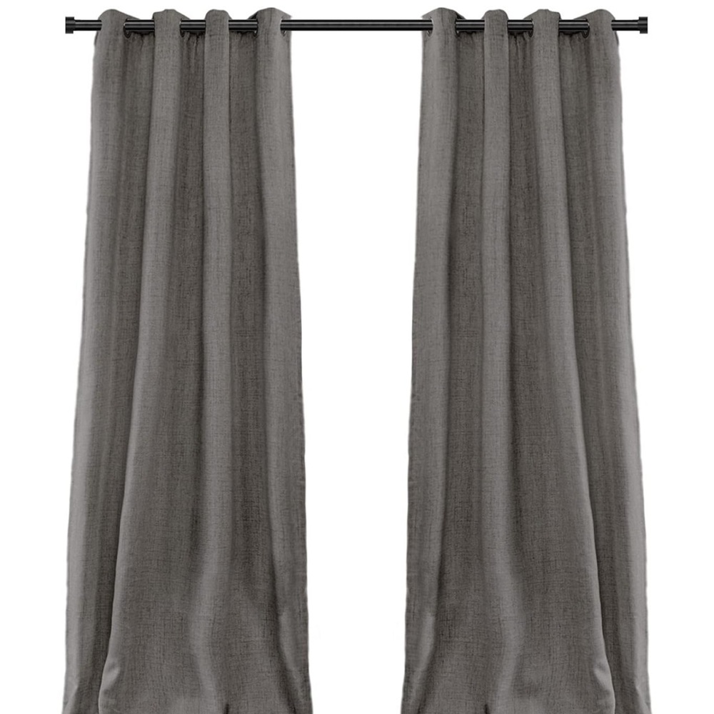 100% Blackout, Gray Curtains for Bedroom 96 inches Long,Grommet Linen Curtains